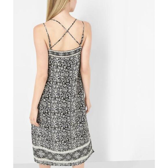 NWT Gap Size Small Cami Dress Pattern Slit Zipper Loose Fit Midi - Picture 3 of 11